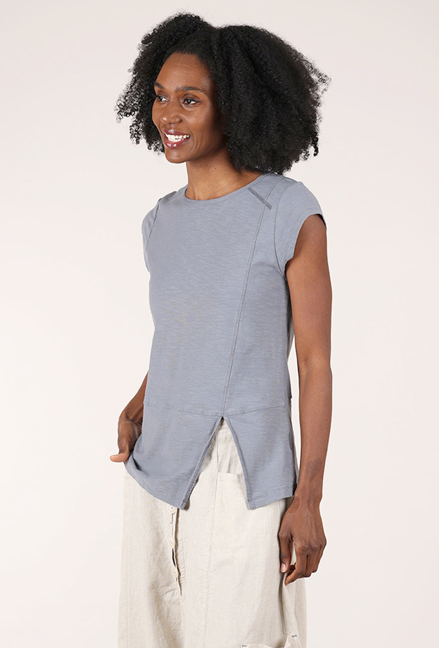 Split Seamed Tee, Blue