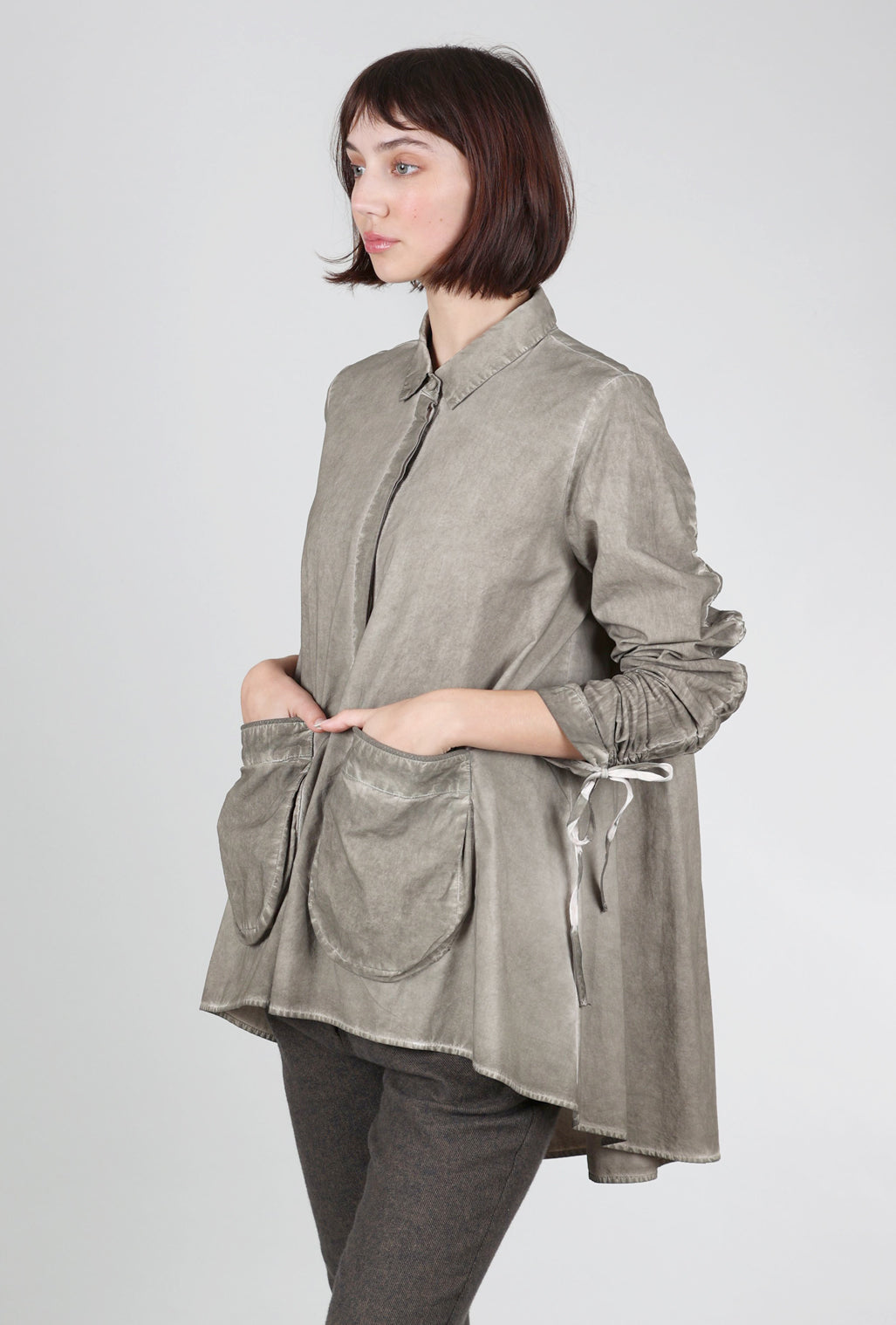 Studio B3 Colla Drawstring Shirt, Olive Old Dye 