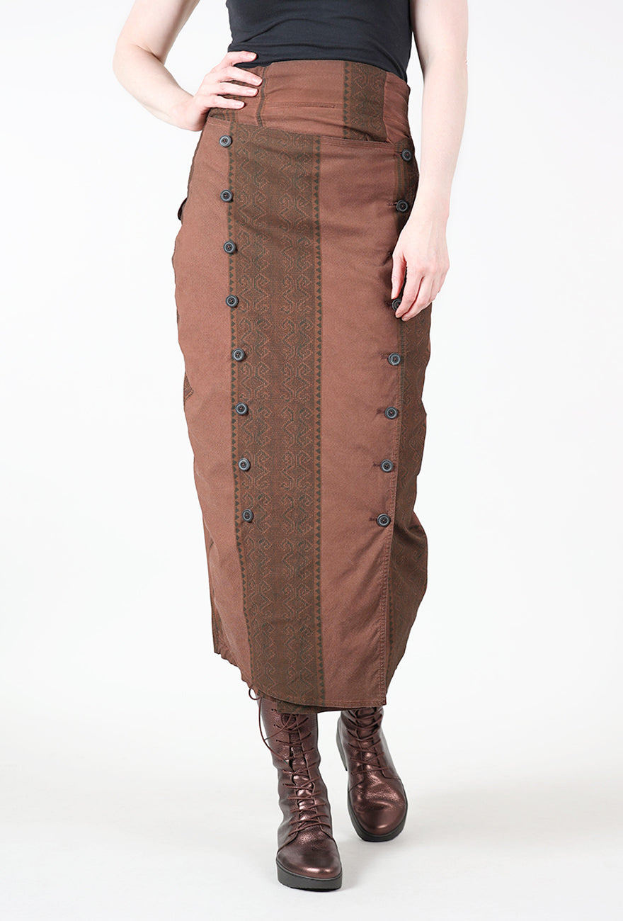 Double Button Slim Skirt, Henna Cloud Stripe Angle 3
