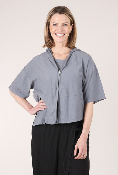 Crop Dolman Zip Hoodie, Blue