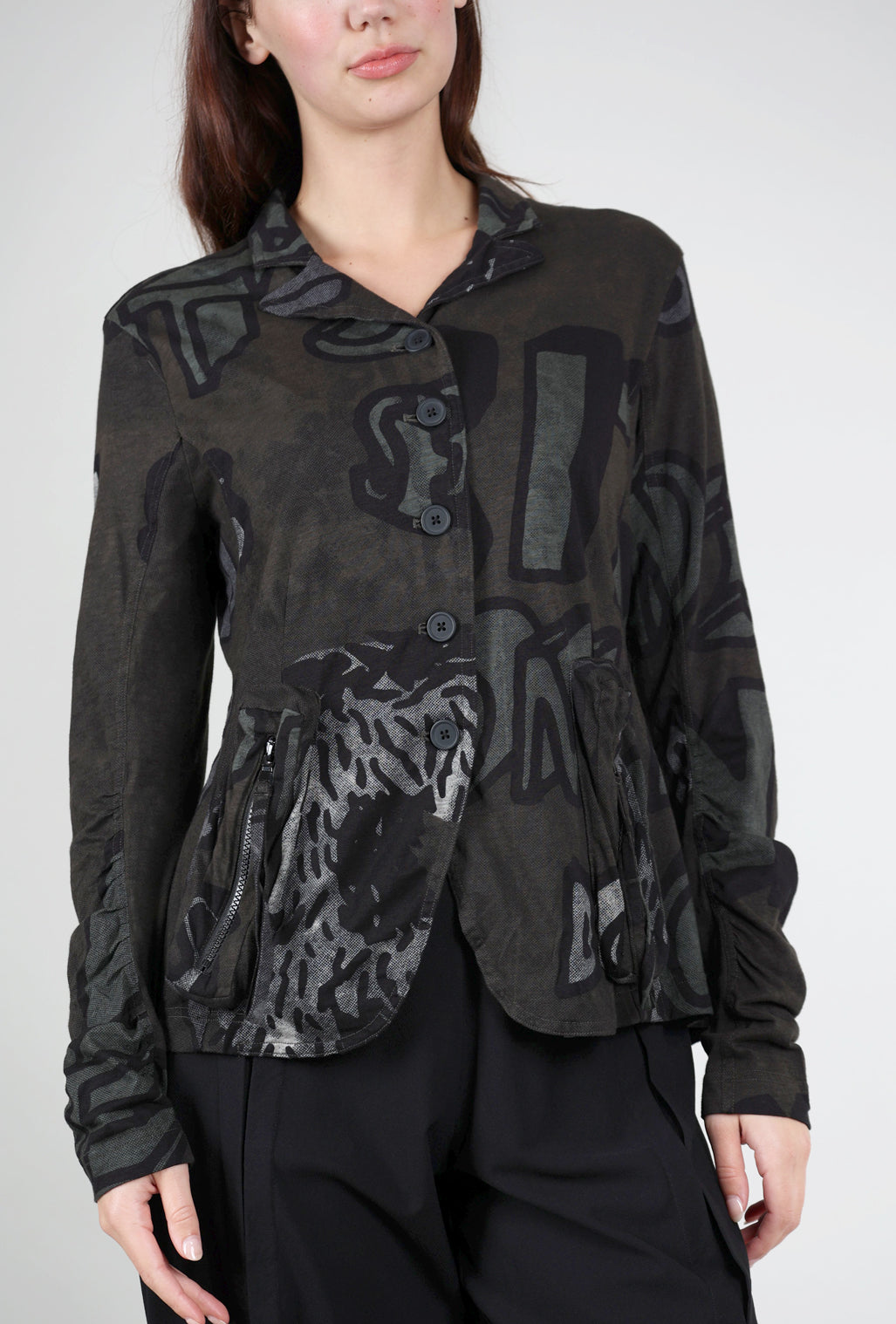 Rundholz Zip Pocket Jersey Jacket, Jungle Print 