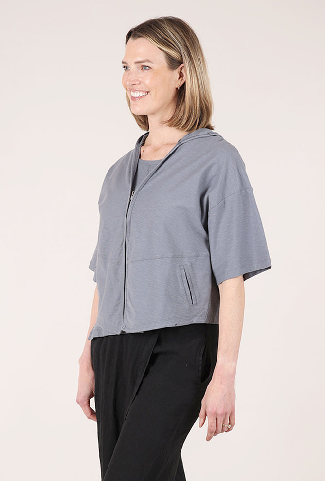 Crop Dolman Zip Hoodie, Blue