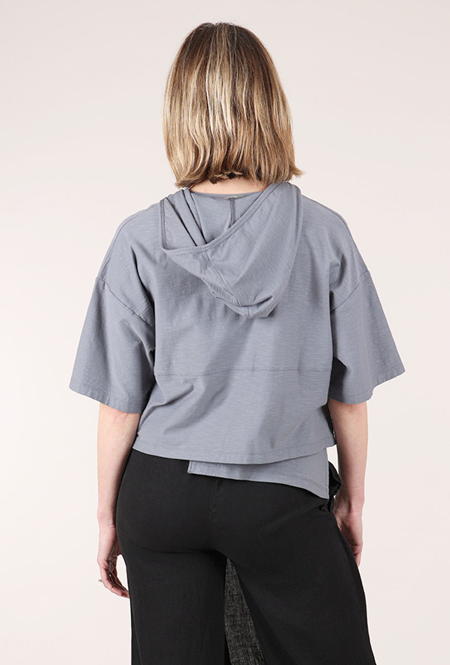 Crop Dolman Zip Hoodie, Blue