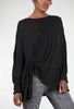 Patrizia Luca Oversize Knot-Front Jersey Top, Black 