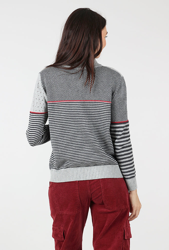 Zaket & Plover Knit Zip Cardie, Charcoal Marl 