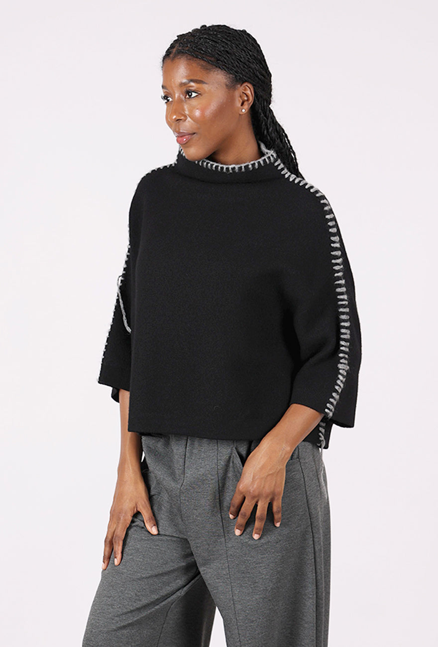 Moyuru Whipstitch Pullover, Black 