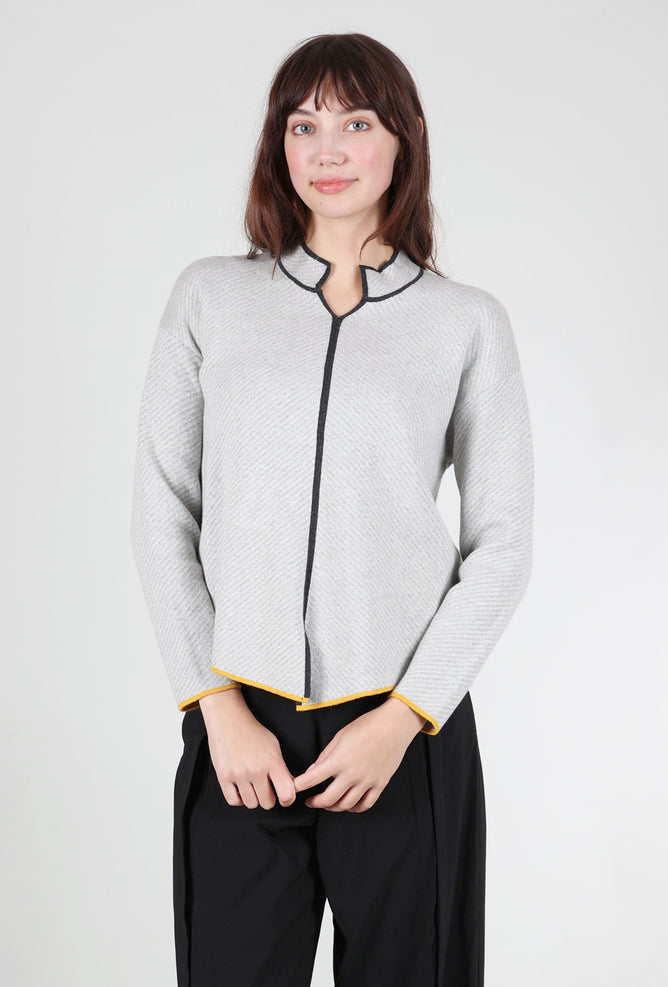 Zaket & Plover Nehru Collar Sweater, Gray Marl 