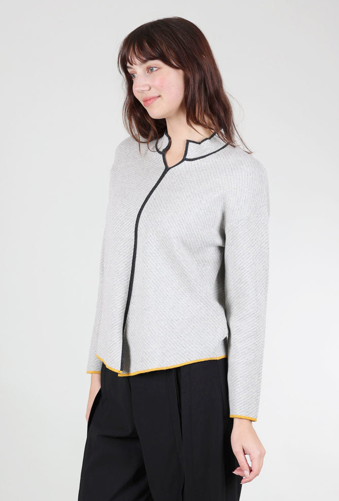 Zaket & Plover Nehru Collar Sweater, Gray Marl 