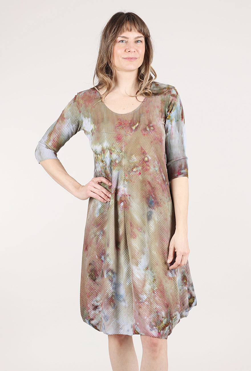 Heyne Bogut Spiral Dye Ribbed Dress, Camel Multi 