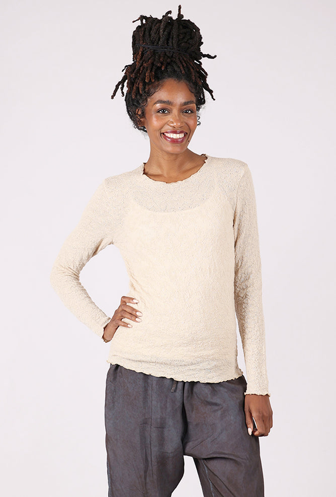 By Basics Bubble Wool Round Neck Pullover, Almond Milk 