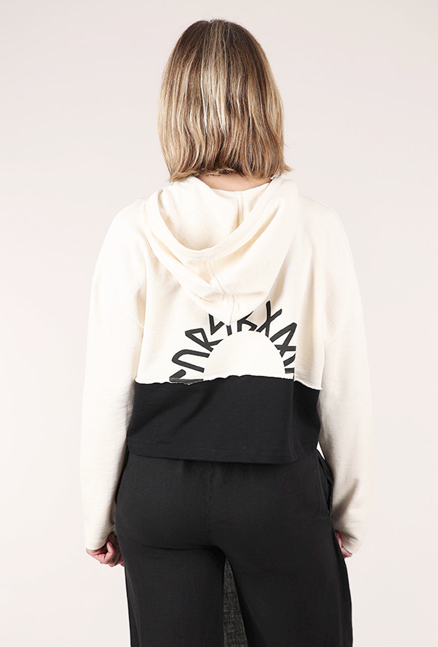 Lurdes Bergada Colorblock Asym Zip Hoodie, Cream/Black 