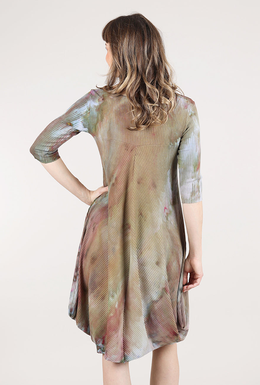 Heyne Bogut Spiral Dye Ribbed Dress, Camel Multi 