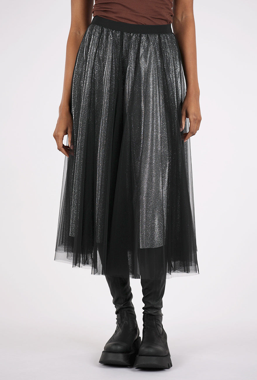 Origami Apparel by Vivien Mesh Sparkly Skirt, Black 