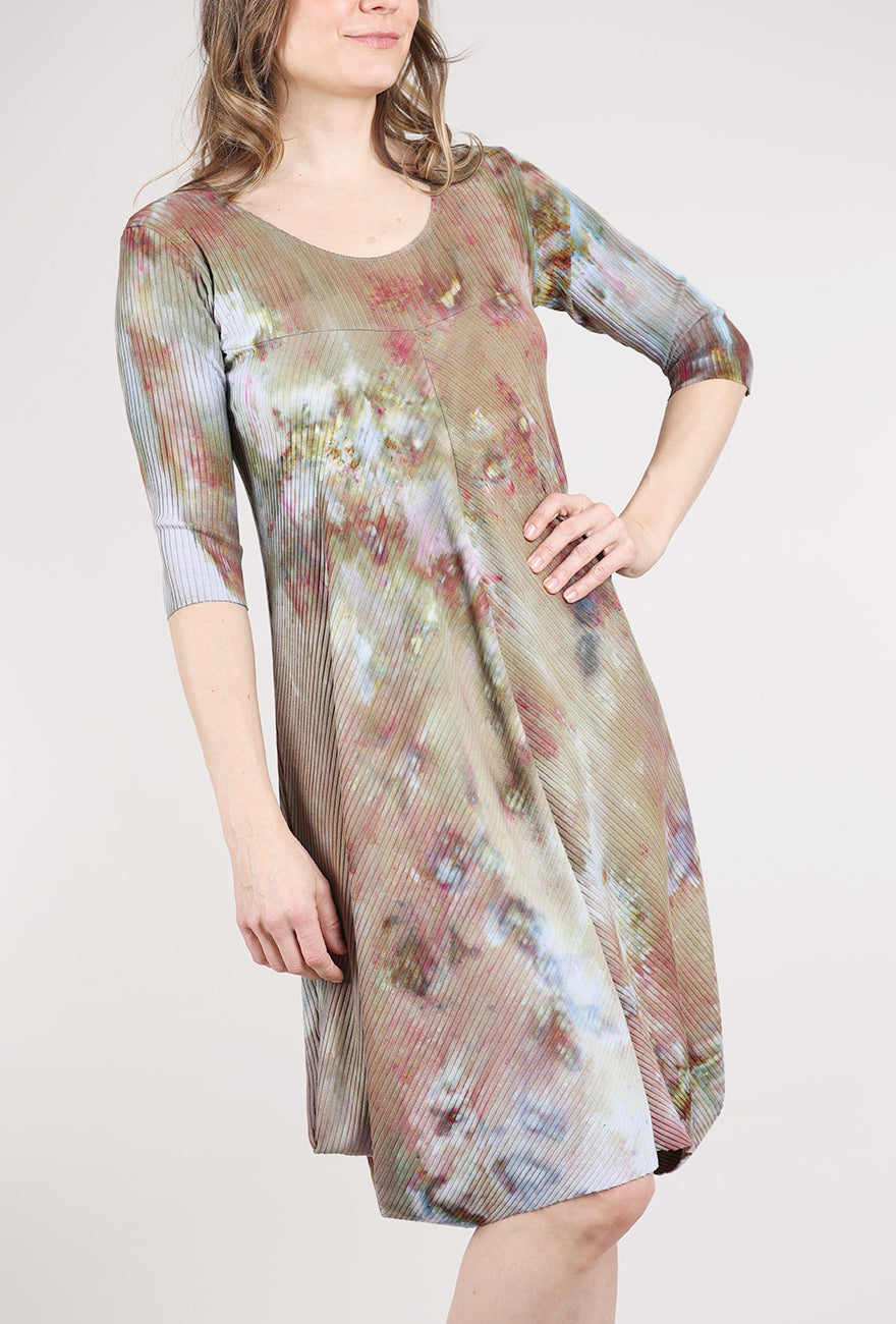Heyne Bogut Spiral Dye Ribbed Dress, Camel Multi 