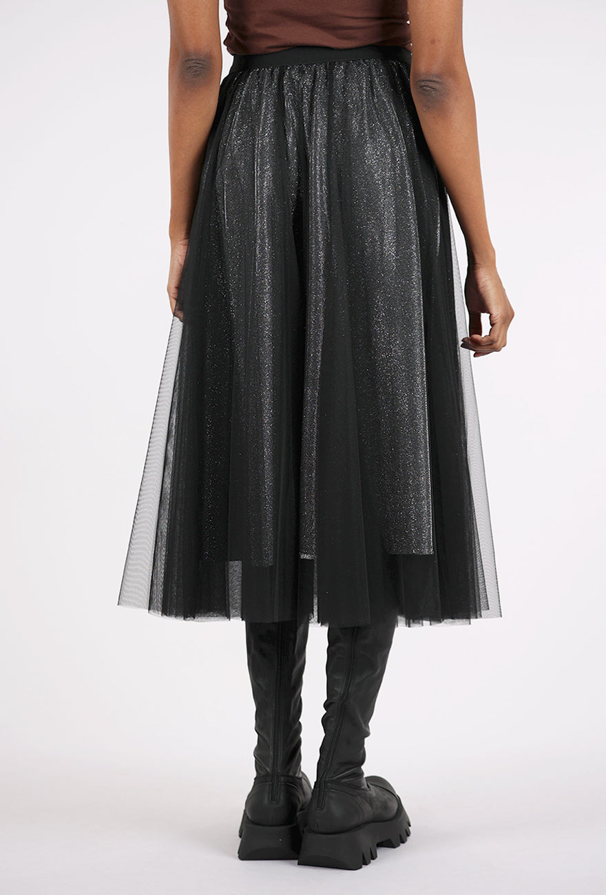 Origami Apparel by Vivien Mesh Sparkly Skirt, Black 