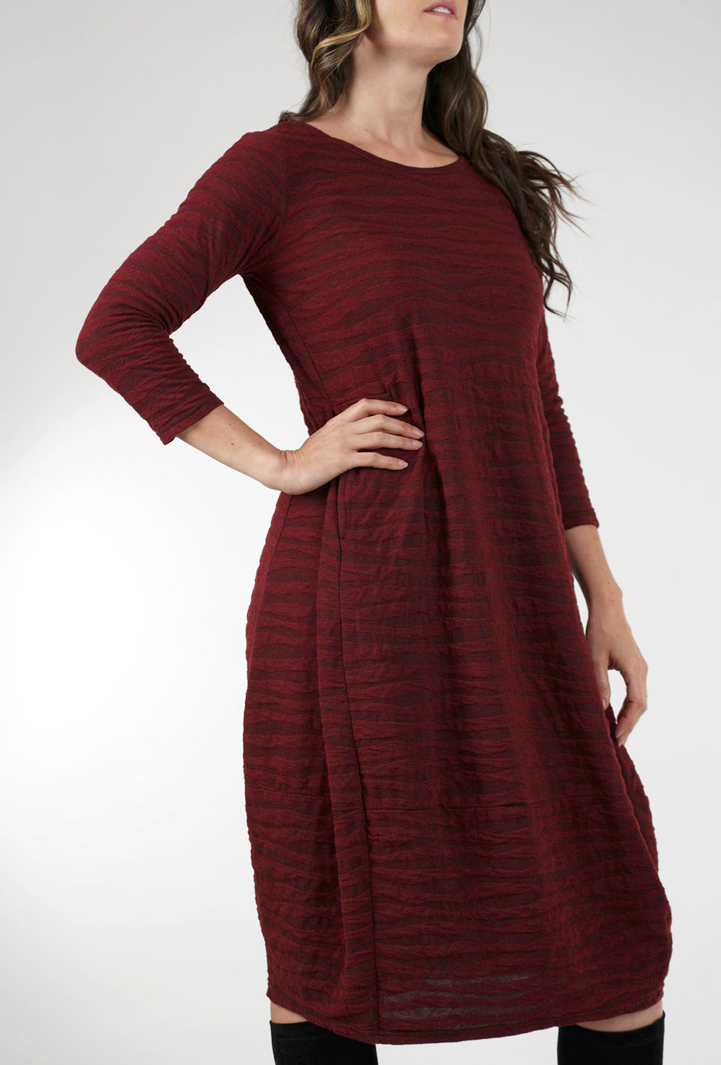 Cut Loose Texture Wave Dress, Holiday Red 
