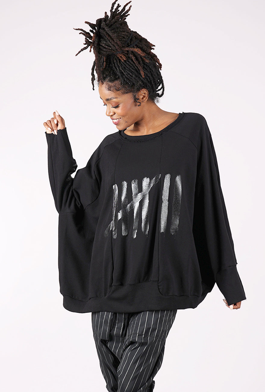 Pluslavie Wide Short Sweat II, Black Print 