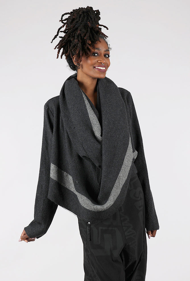 Rundholz Infinity Neck Sweater Jacket, Slate Stripe 