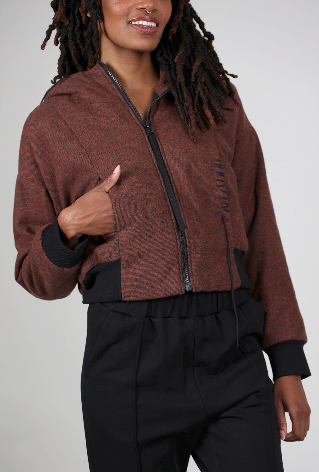 Studio B3 Helma Flannel Padded Jacket, Dark Terracotta 