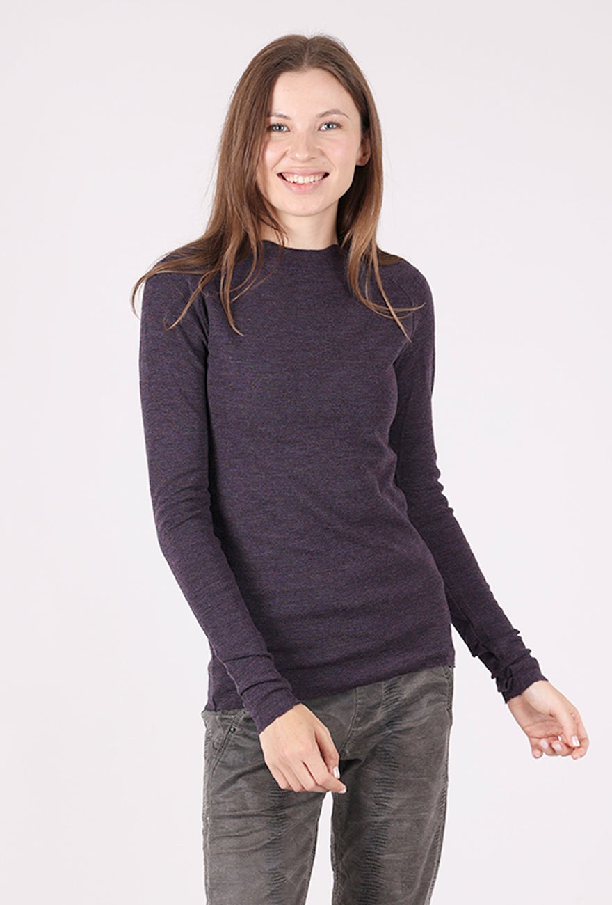 By Basics Saddle Back Neck Pullover, Plum Melange 