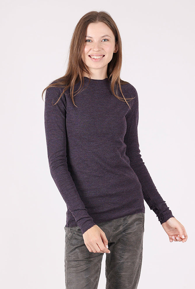 By Basics Saddle Back Neck Pullover, Plum Melange 