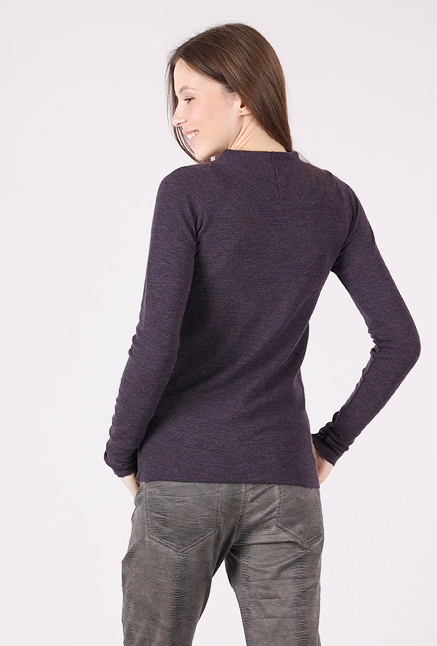 By Basics Saddle Back Neck Pullover, Plum Melange 