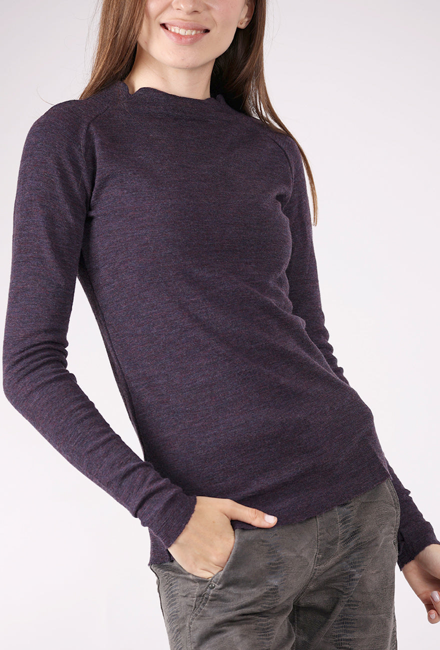 By Basics Saddle Back Neck Pullover, Plum Melange 