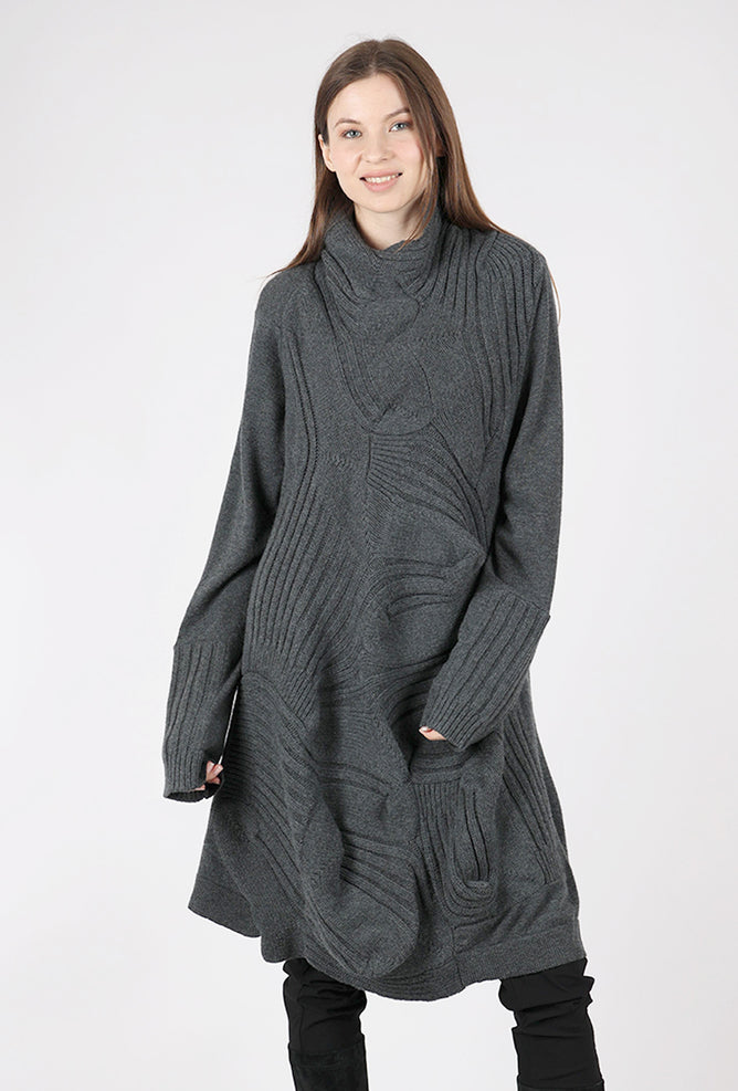 Rundholz Wavy Weave Sweater Dress, Slate 