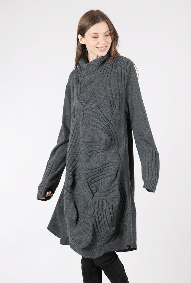 Rundholz Wavy Weave Sweater Dress, Slate 