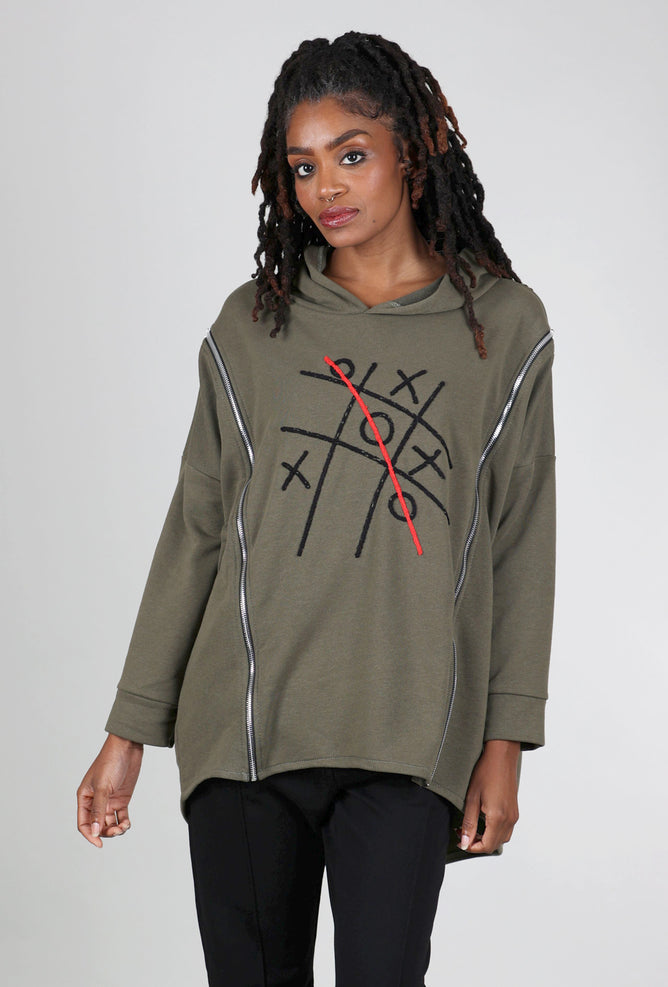 Transparente Clothing Tic Tac Toe Sweatshirt, Olive One Size Olive