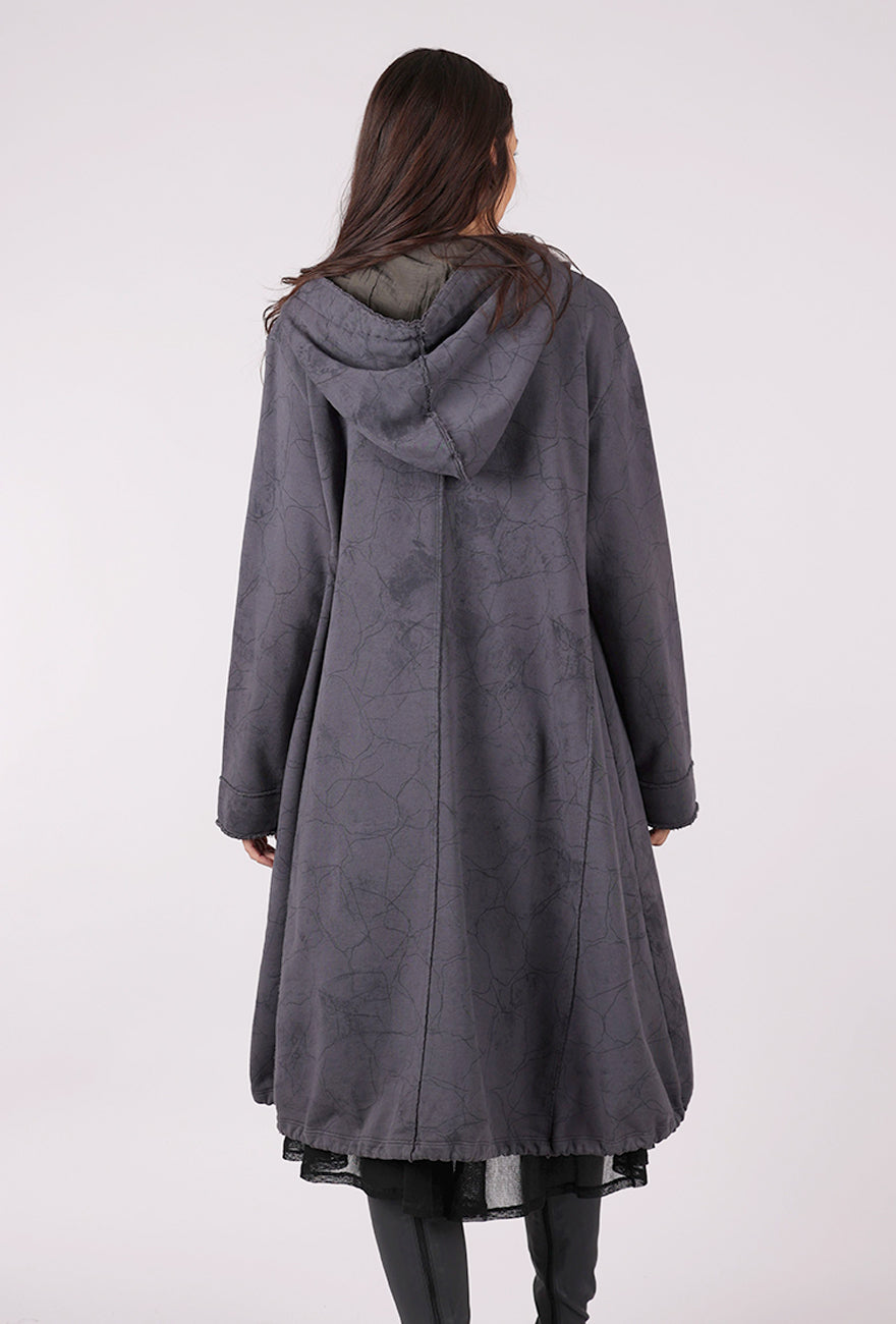 Grizas A-Line Hoodie Dress, Slate Crackle 