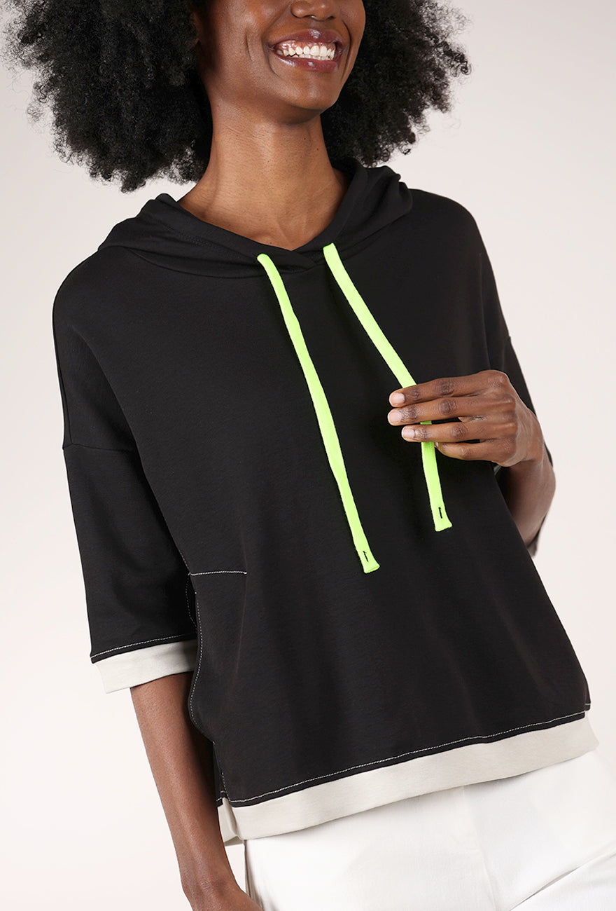 Alembika Electric Drawstring Hoodie, Black/Lime 
