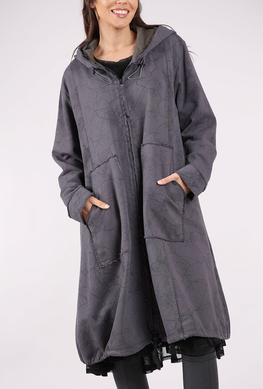 Grizas A-Line Hoodie Dress, Slate Crackle 