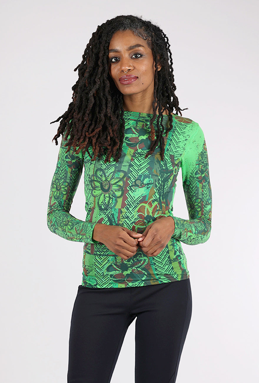 AMB Designs Second Skin Raw Edge Top, Be Happy/Greenery One Size Greenery