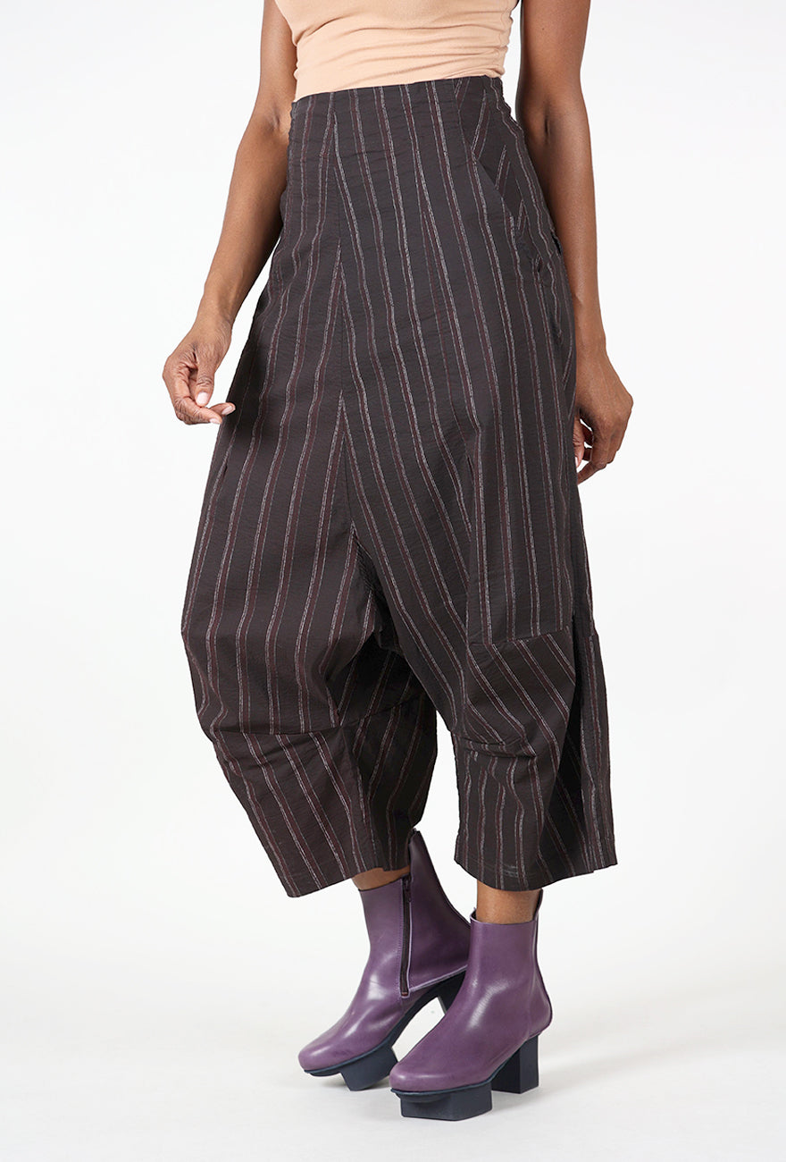 Extended Rise Paper Cotton Trouser, Purple Cloud Stripe
