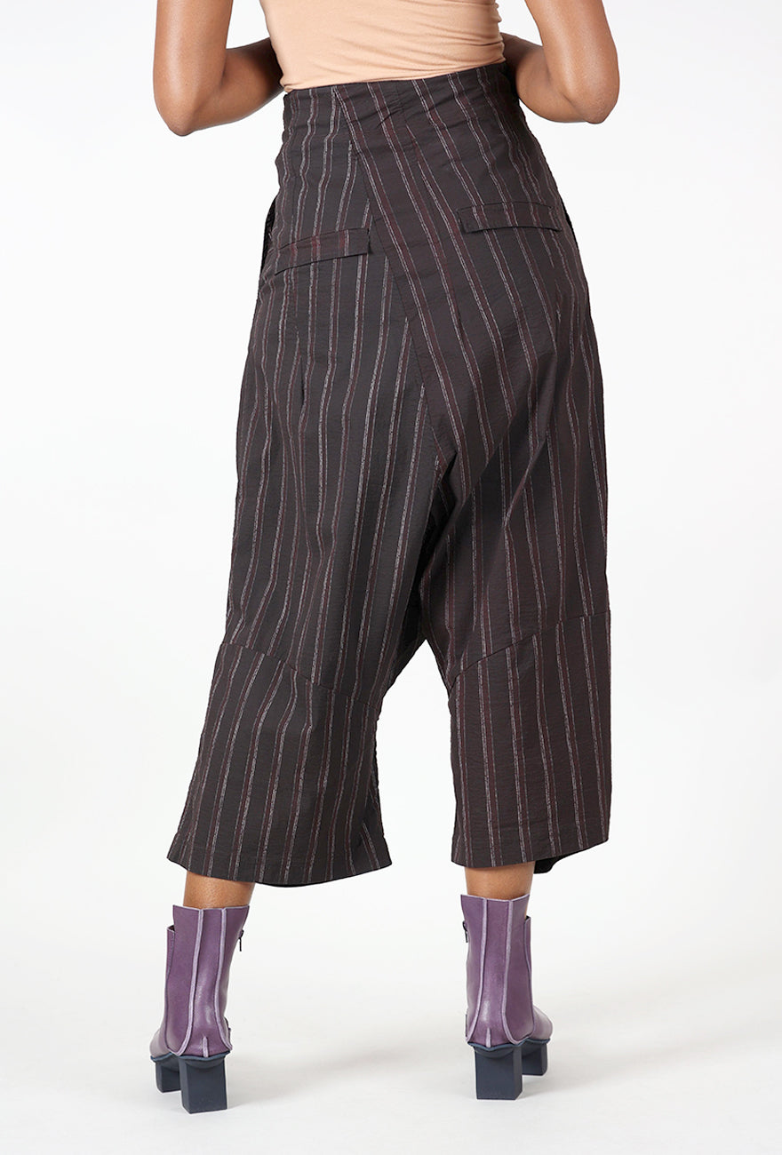 Extended Rise Paper Cotton Trouser, Purple Cloud Stripe Angle 3