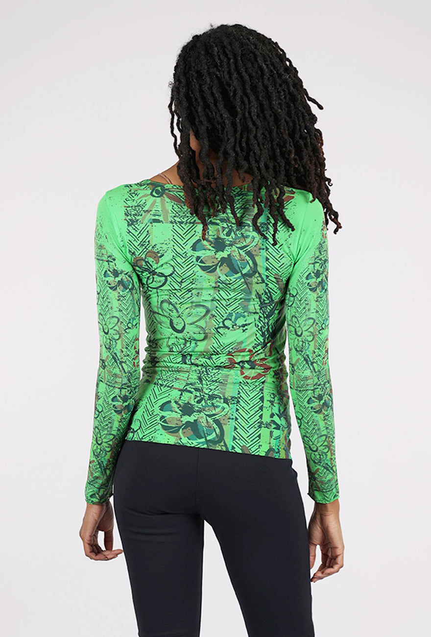 AMB Designs Second Skin Raw Edge Top, Be Happy/Greenery One Size Greenery