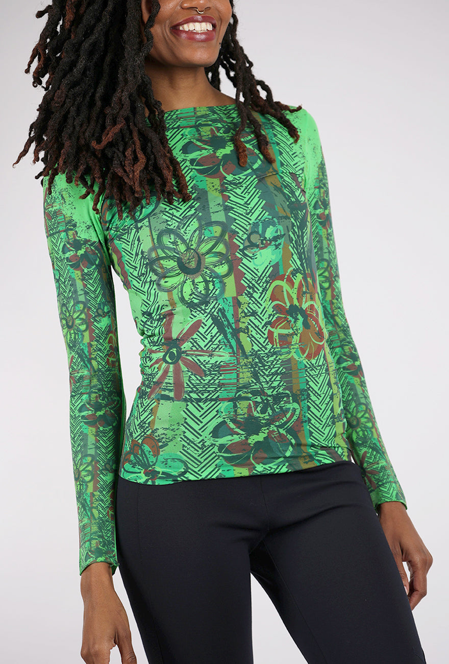 AMB Designs Second Skin Raw Edge Top, Be Happy/Greenery One Size Greenery