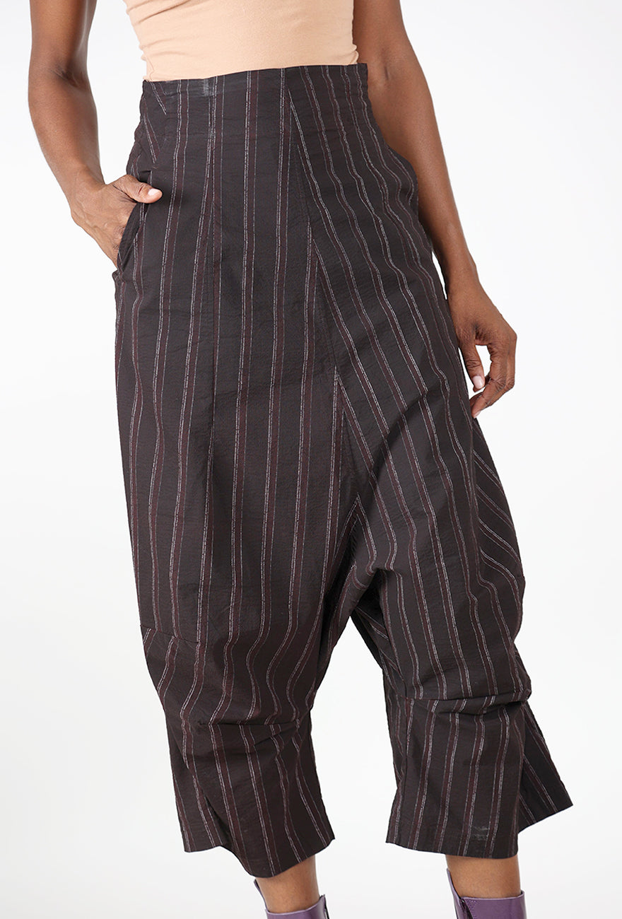 Extended Rise Paper Cotton Trouser, Purple Cloud Stripe Angle 4