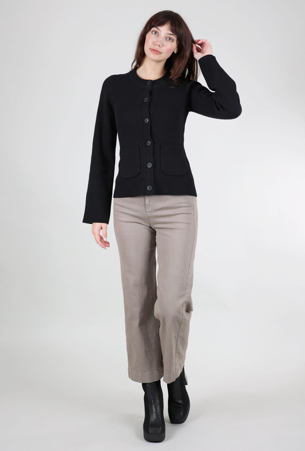 Pistola Dani Cinched-Waist Cardigan, Noir 