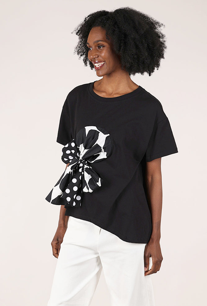 Vanite Couture Sash Tie Top, Black 