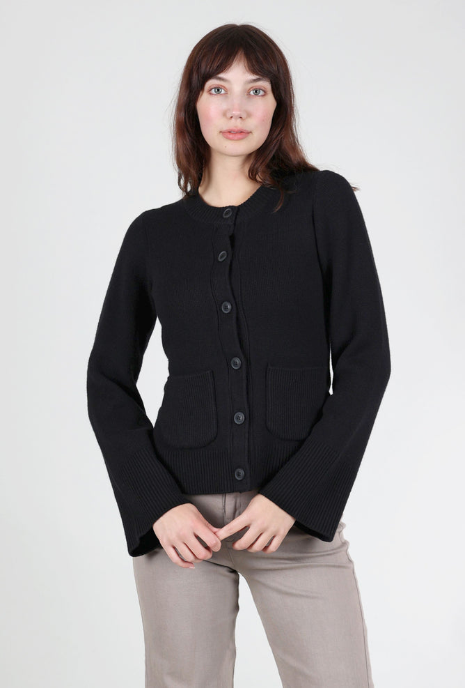 Pistola Dani Cinched-Waist Cardigan, Noir 