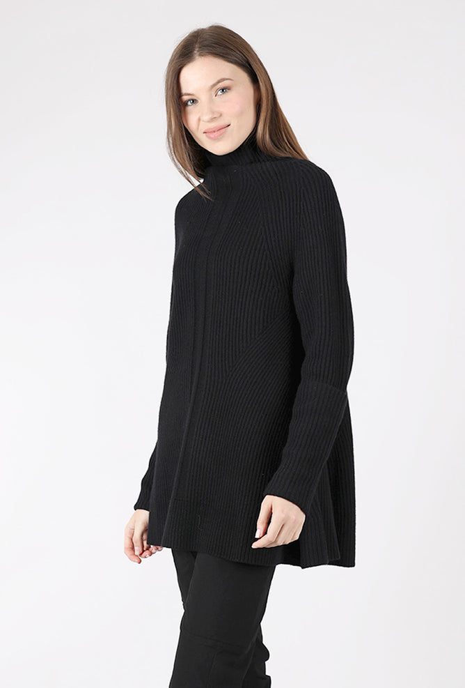 Rundholz Shapely Ribbed Sweater Tunic, Black 