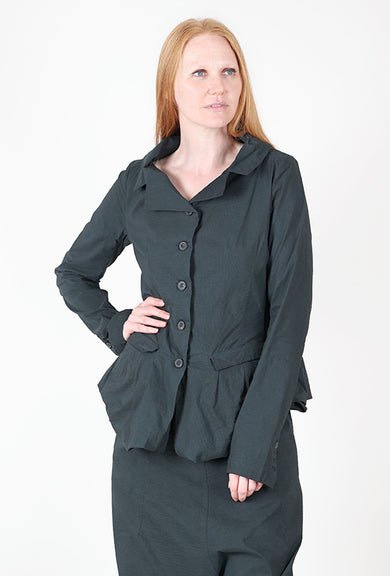 Rundholz Open Neck Paper Cotton Blazer, Petrol Cloud 