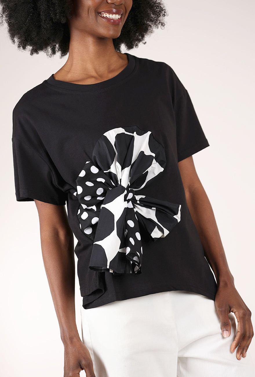 Vanite Couture Sash Tie Top, Black 