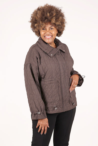 Olivia by Habitat Kaleidoscope Quilt Puffer, Chocolate 