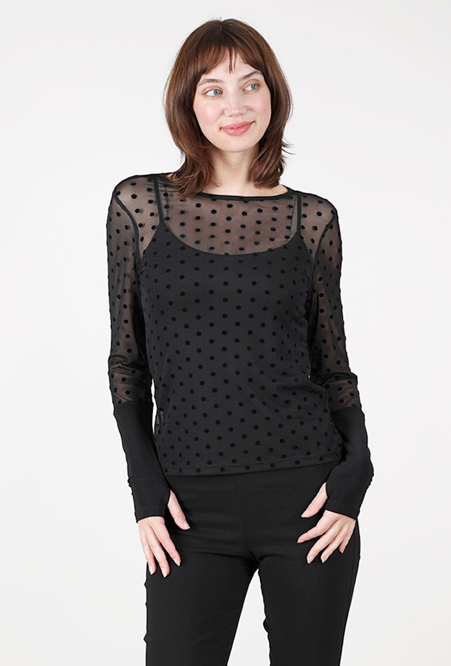 Kozan Merci Tee, Black Flocked Dot 