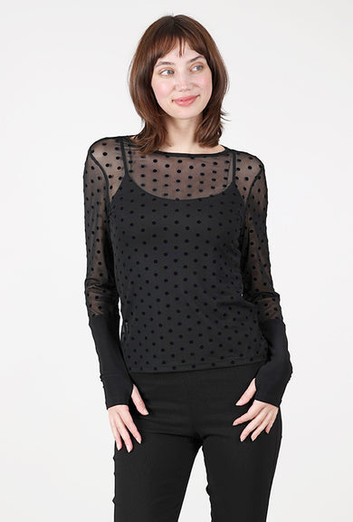 Merci Tee, Black Flocked Dot
