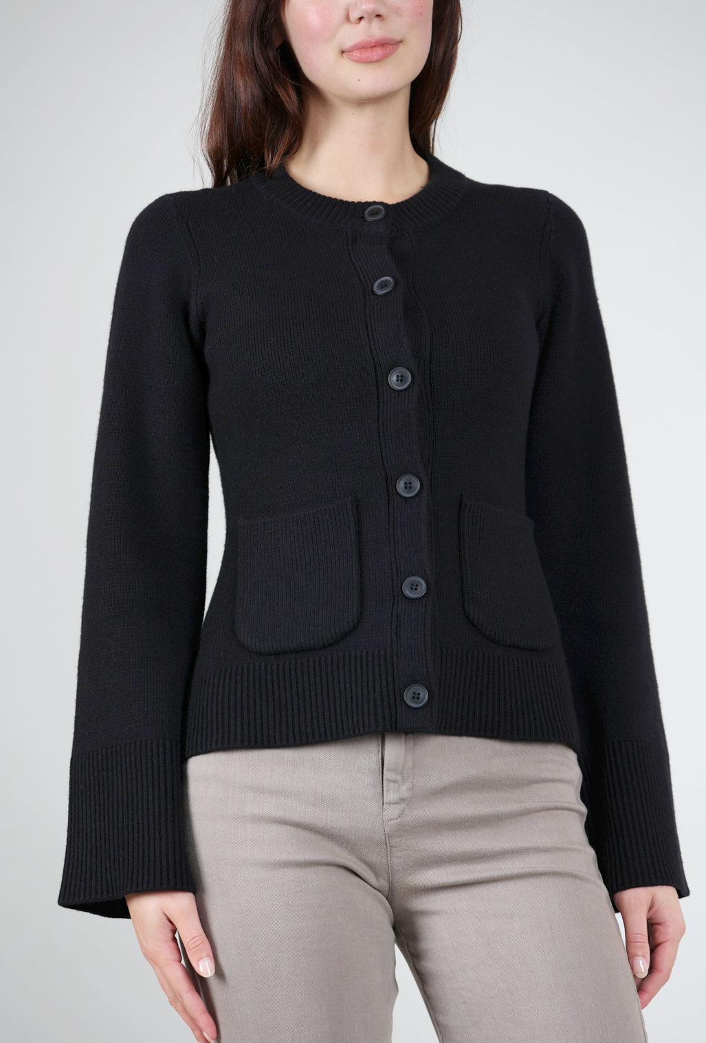 Pistola Dani Cinched-Waist Cardigan, Noir 