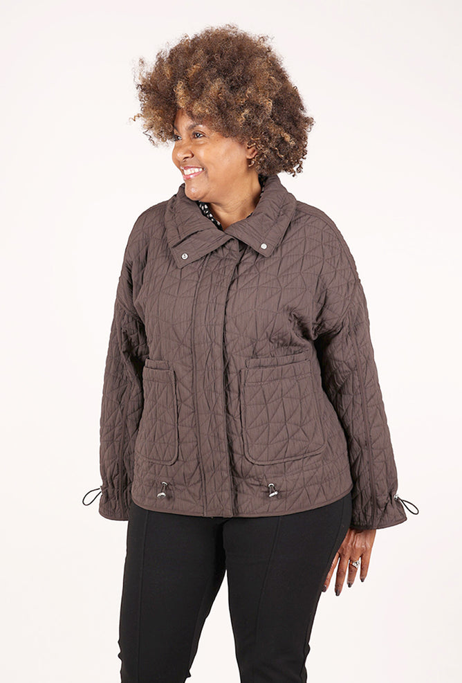 Olivia by Habitat Kaleidoscope Quilt Puffer, Chocolate 